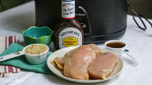 Ingredients to make Slow Cooker BBQ Chicken in the Crock Pot. 