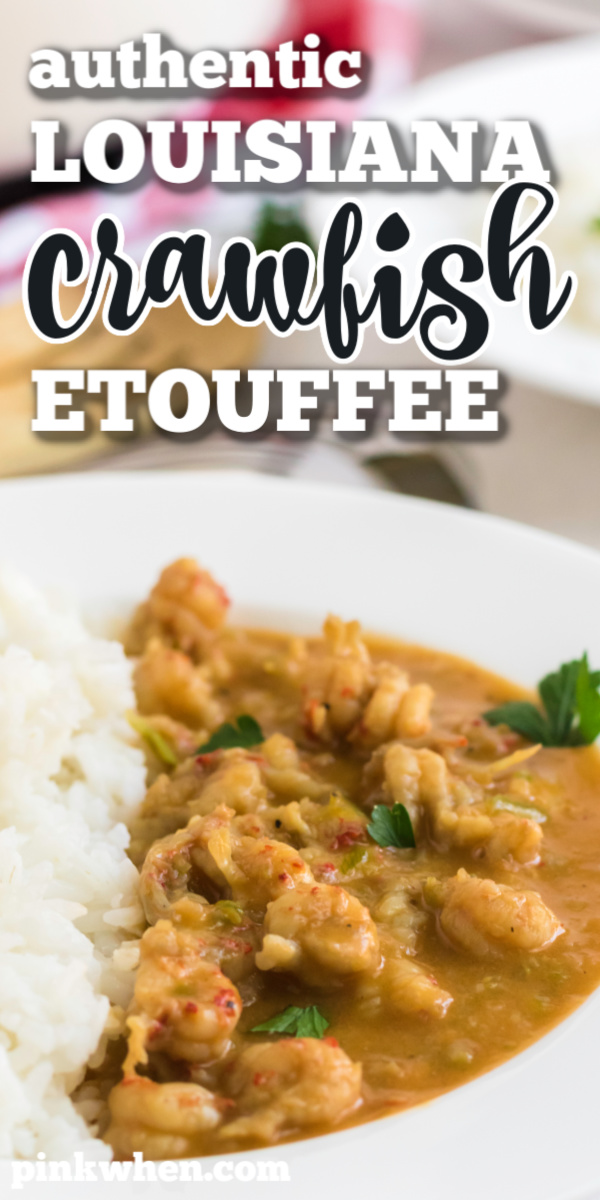 This authentic Louisiana Crawfish Etouffee Recipe has been in our family for generations. Made with a base of the trinity: onions, bell peppers, and celery. Add crawfish and the perfect seasonings to give this etouffee recipe the best flavor ever! It's a recipe that never gets old and is a family tradition. You won't get a crawfish etouffee recipe as authentic as this Louisiana Style crawfish etouffee recipe.