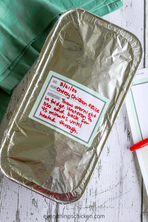 Freezer Instructions for Chicken and Rice Casserole