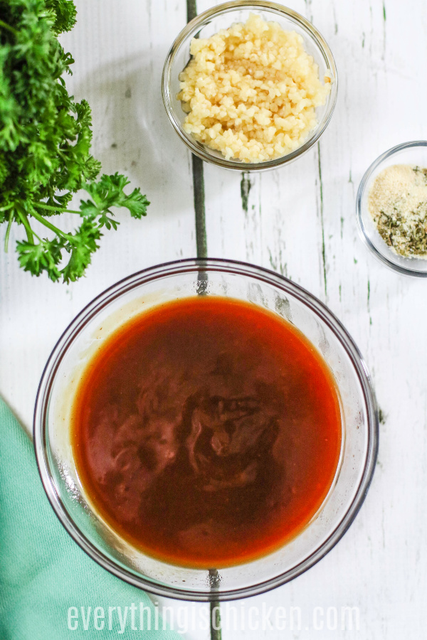 Sweet and Spicy sauce mixture for crock pot chicken thighs.
