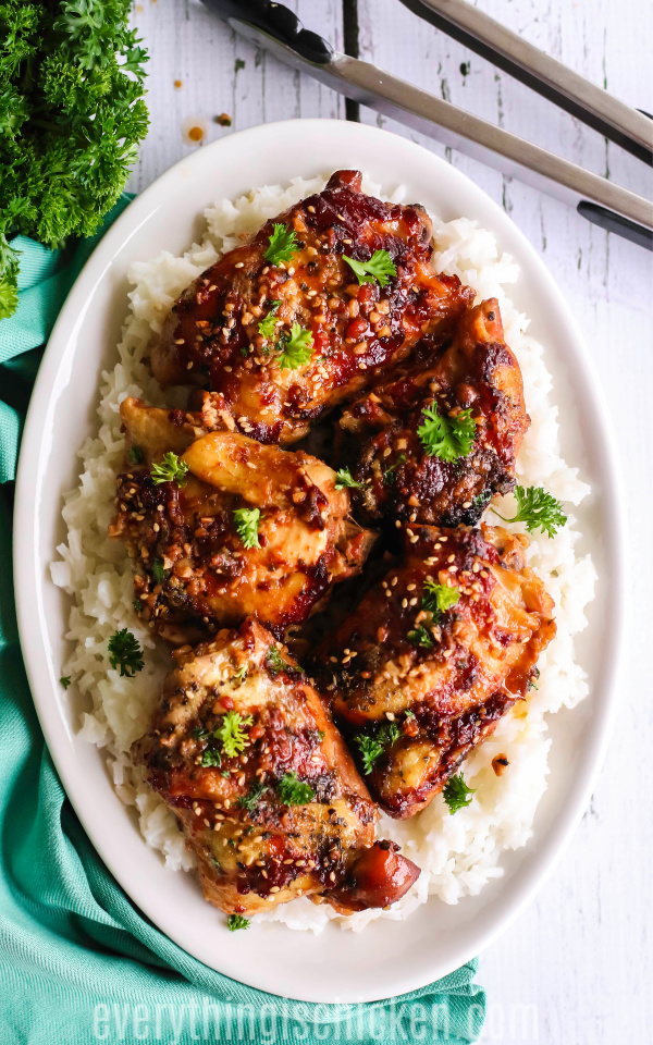 Crock pot Chicken Thighs on a bed of lettuce. 