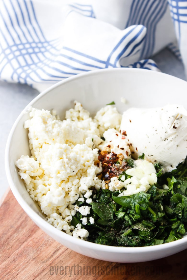 Feta Spinach Cheese Filling for stuffed chicken. 