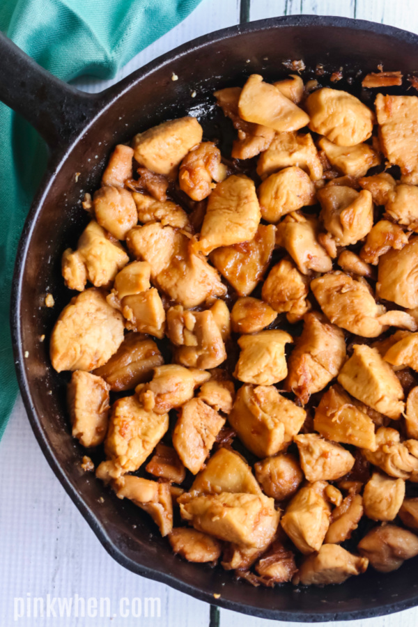 Teriyaki Chicken in a skillet ready to serve.