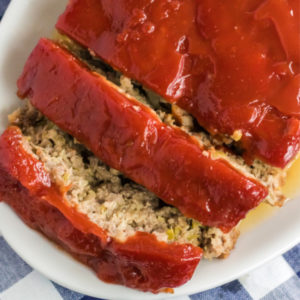 Sliced homemade meatloaf