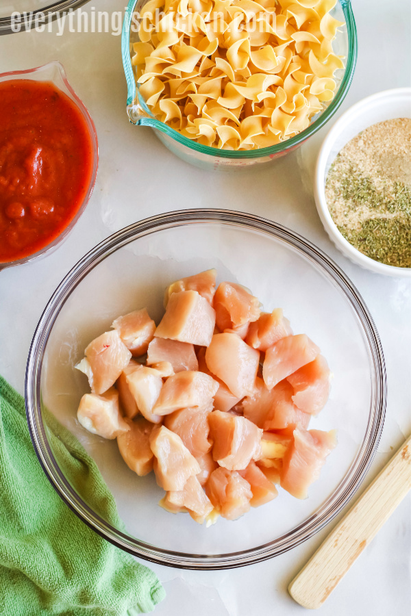 Chicken parmesan casserole ingredients. 