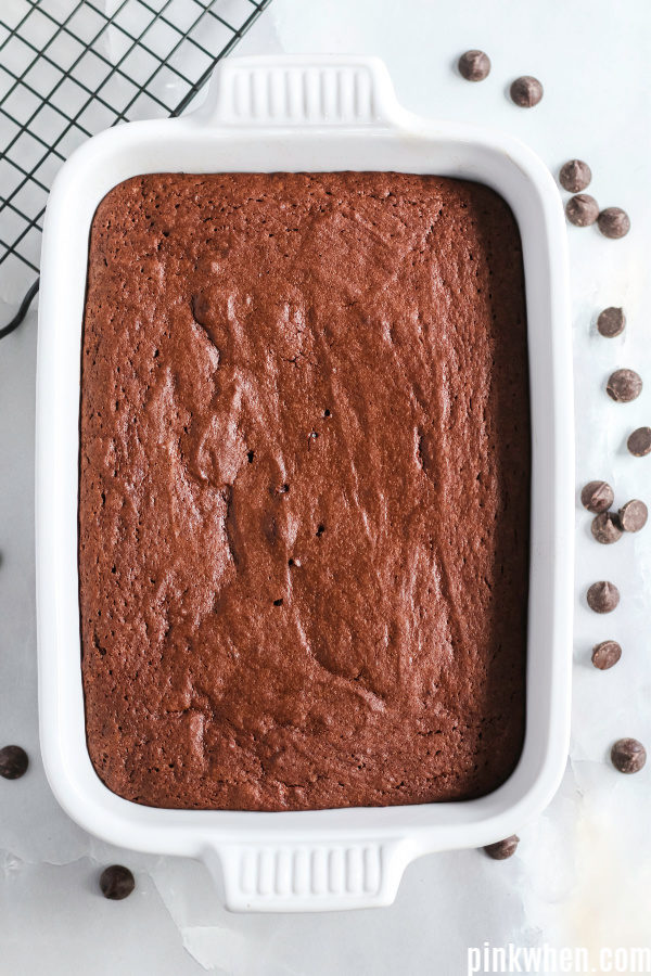 Dr. Pepper brownies fresh from the oven. 