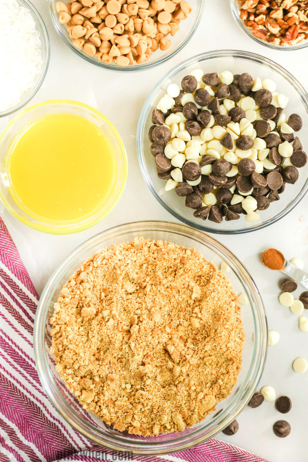 Ingredients needed to make Magic Cookie Bars