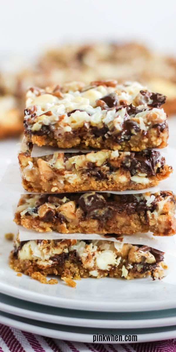 Magic Cookie Bars are a deliciously decadent 7 layer dessert bar made with crushed graham crackers, chocolate chips, shredded coconut, chopped pecans, and more. You won't believe how delicious and easy these are to make!