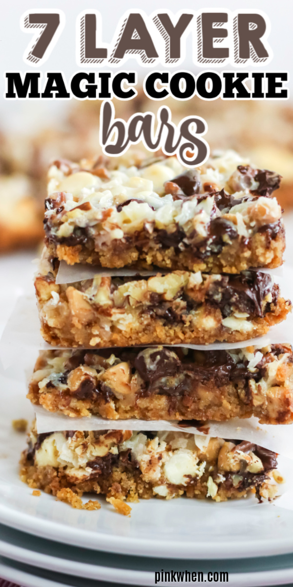 Magic Cookie Bars are a deliciously decadent 7 layer dessert bar made with crushed graham crackers, chocolate chips, shredded coconut, chopped pecans, and more. You won't believe how delicious and easy these are to make!