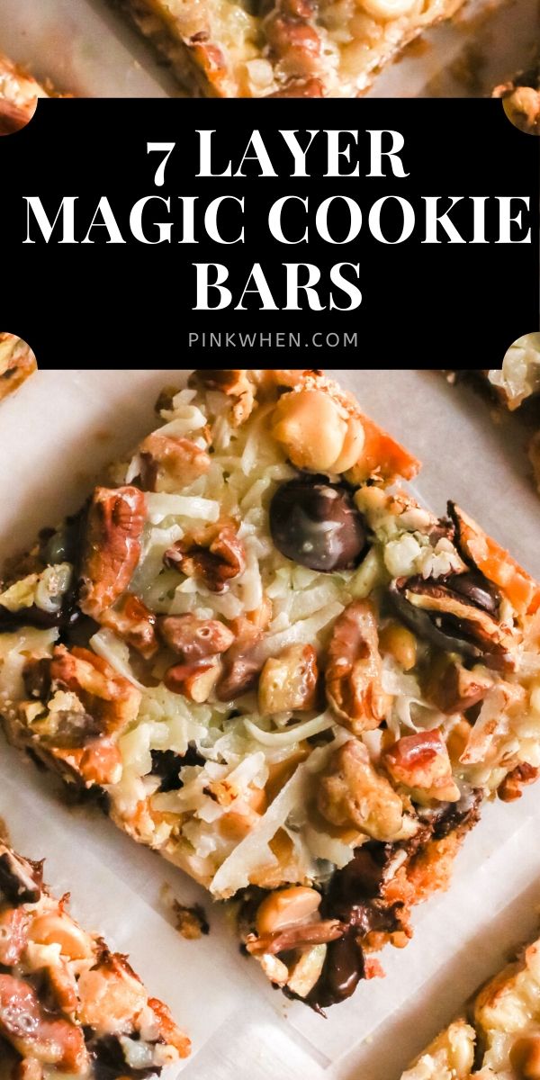 Magic Cookie Bars are a deliciously decadent 7 layer dessert bar made with crushed graham crackers, chocolate chips, shredded coconut, chopped pecans, and more. You won't believe how delicious and easy these are to make!