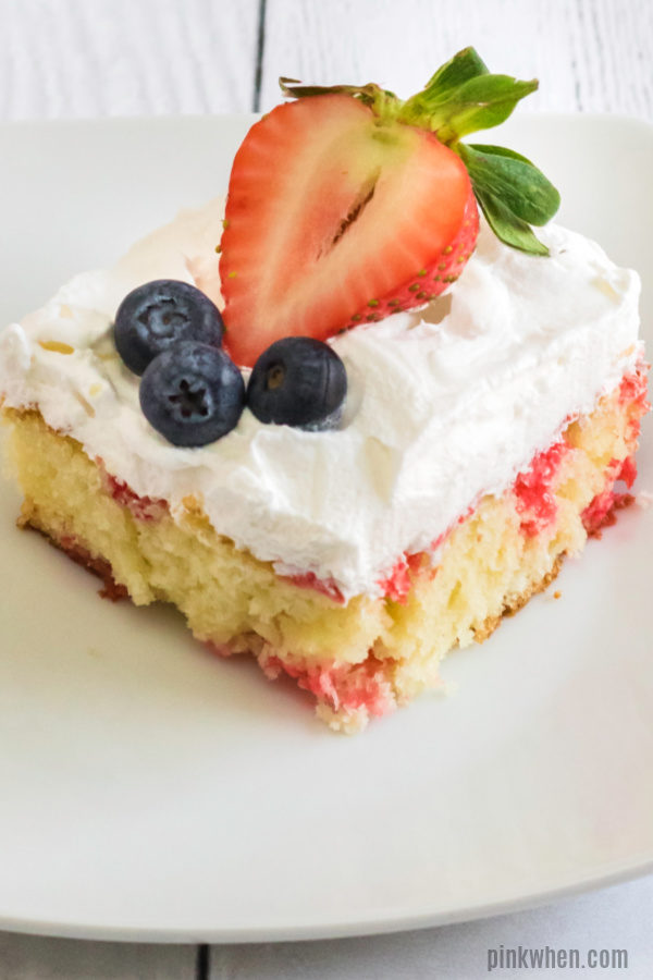 Strawberry Poke cake ready to eat! 