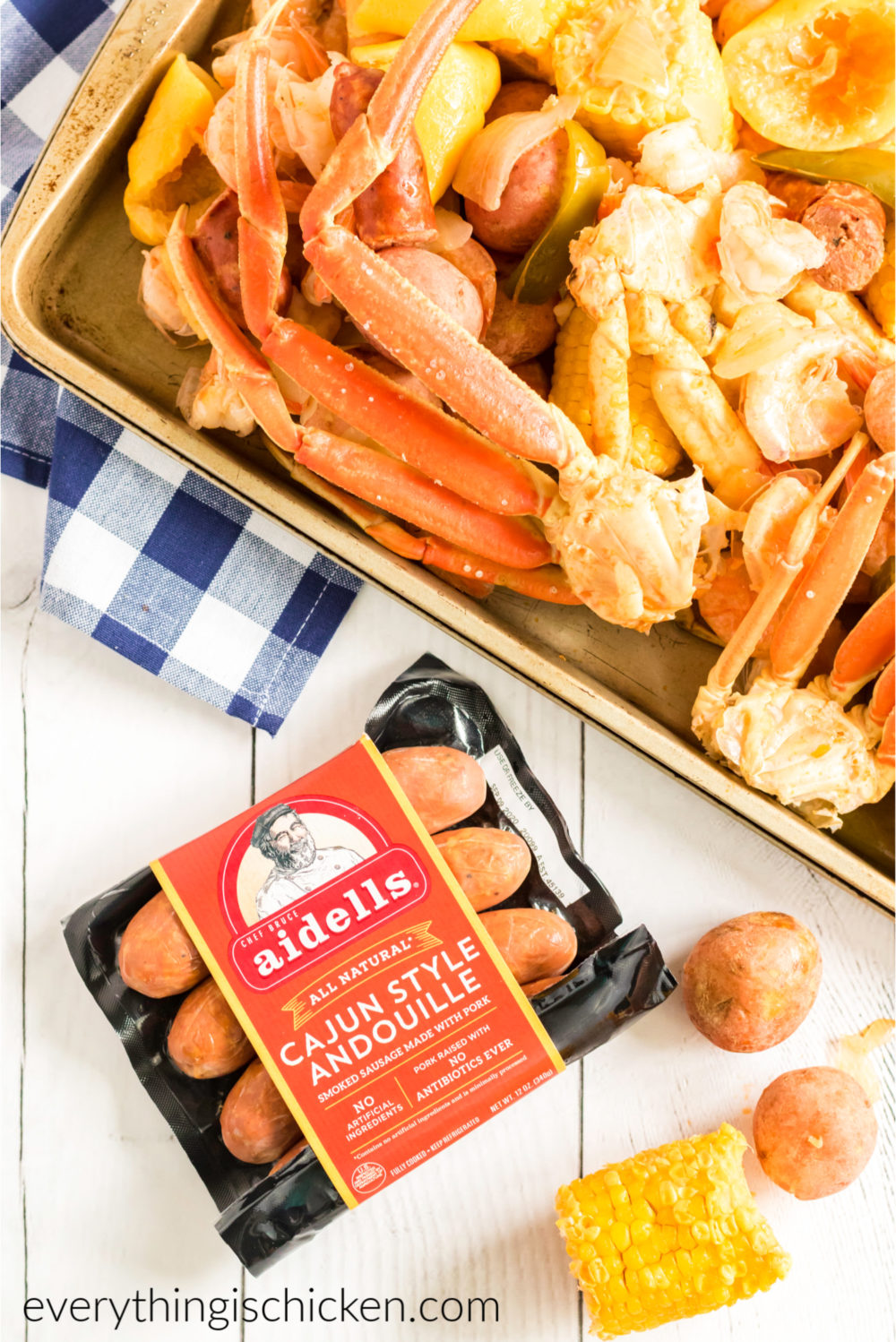 Sausage in a package that was used in the cajun seafood boil. 