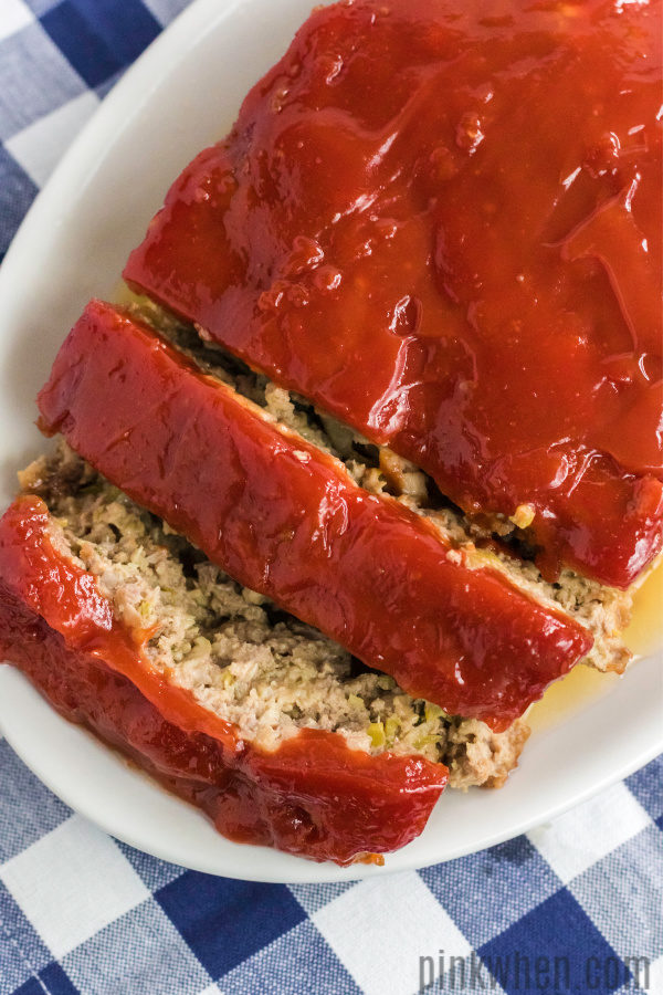 Simply the best homemade meatloaf recipe, sliced and ready to serve. 