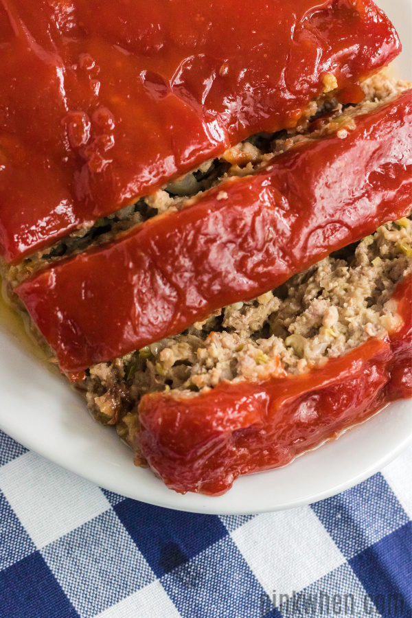 Sliced meatloaf ready to serve. 