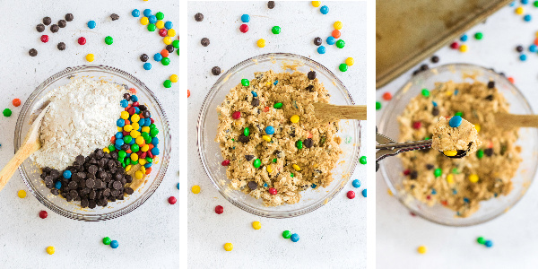 Steps to make monster cookie dough.