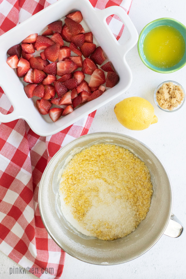 Flour mixture for strawberry cobbler.