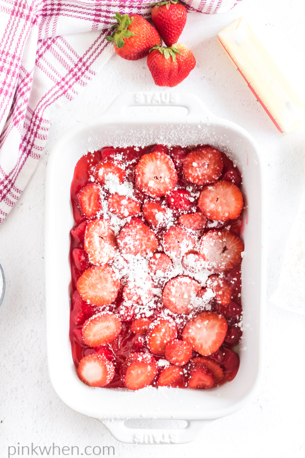 powdered sugar over strawberries