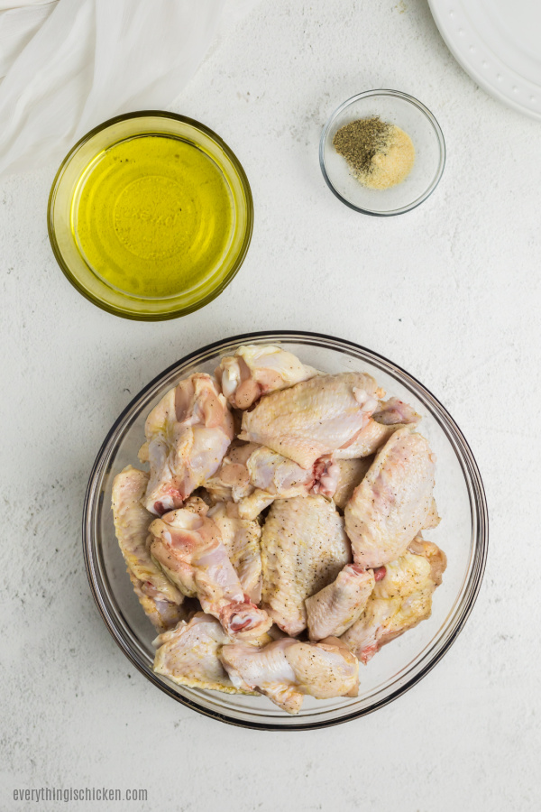 WIngs cut into pieces and ready to coat and cook. 