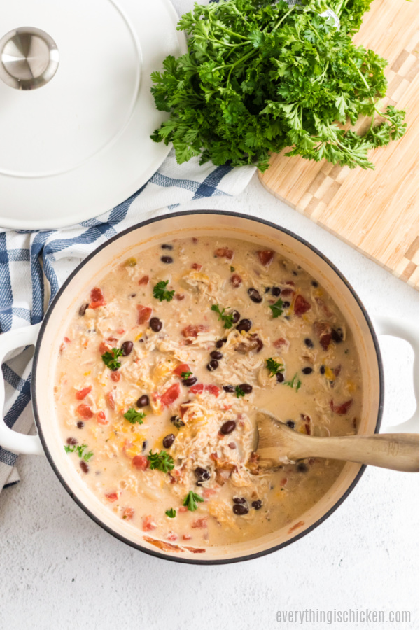 Crack Chicken Chili in a dutch oven