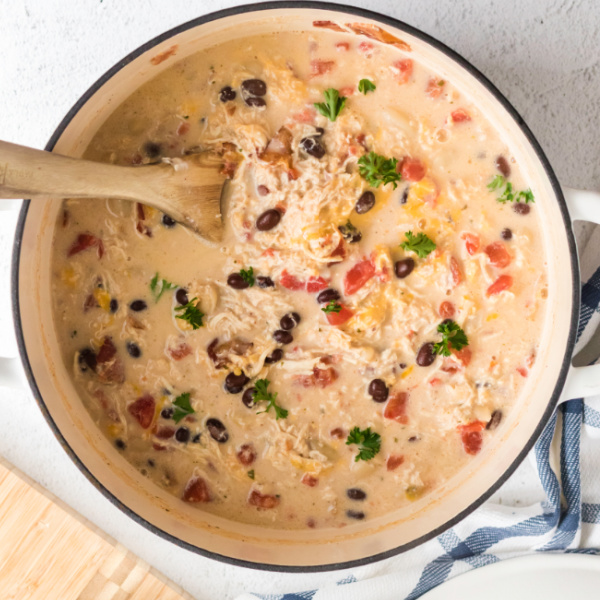 Crack Chicken Chili in a large dutch oven.