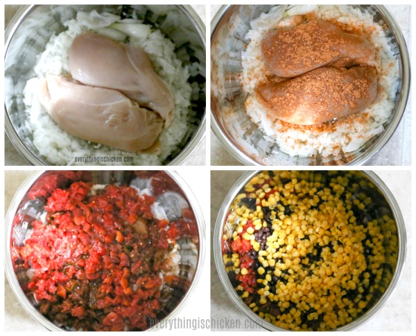 chicken chili step by step collage photos
