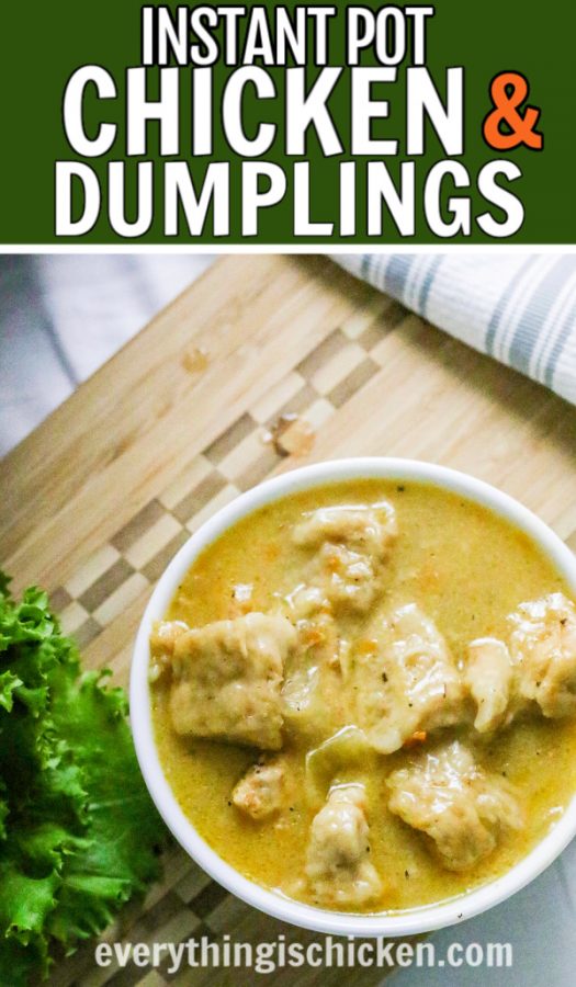 Chicken and dumplings made in the Instant Pot.
