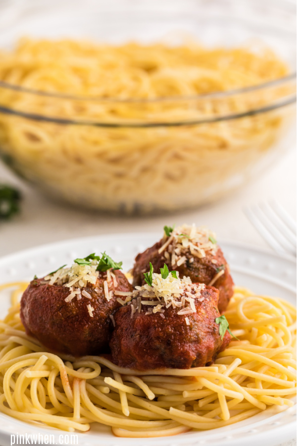 Italian Meatballs on spaghetti. 