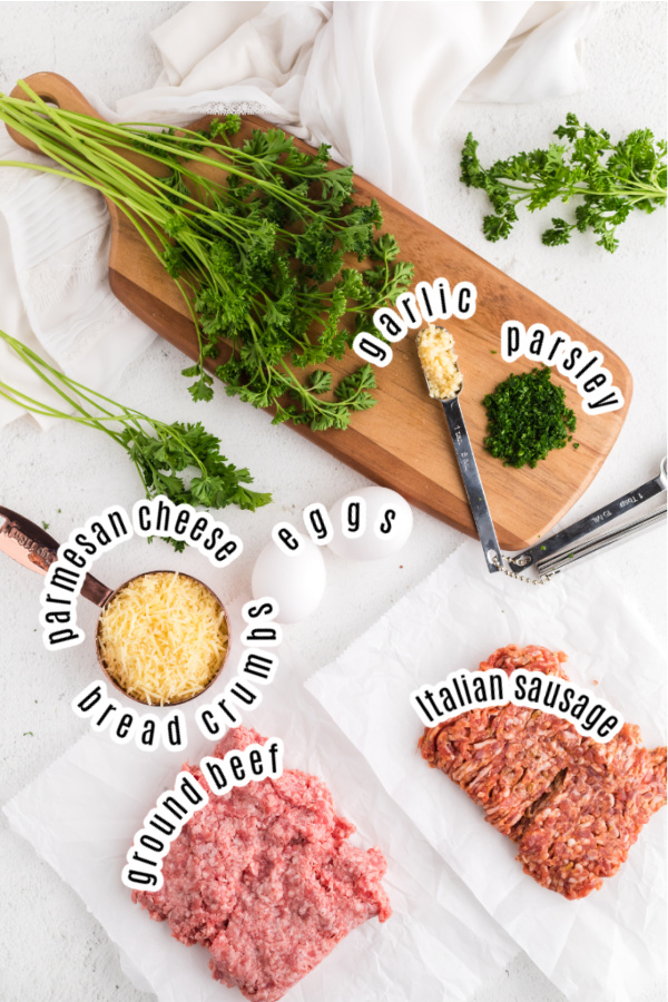 Ingredients for homemade Italian meatballs