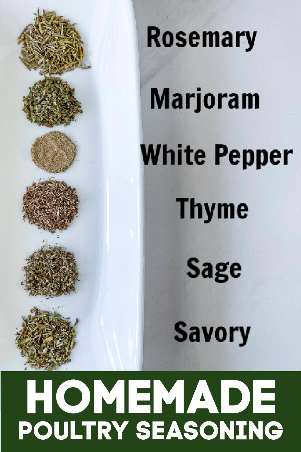 Easy homemade poultry seasoning is the perfect blend of spices to give your turkey or chicken, and even your casseroles, a boost in flavor. It's an easy blend that takes just a few minutes to make!