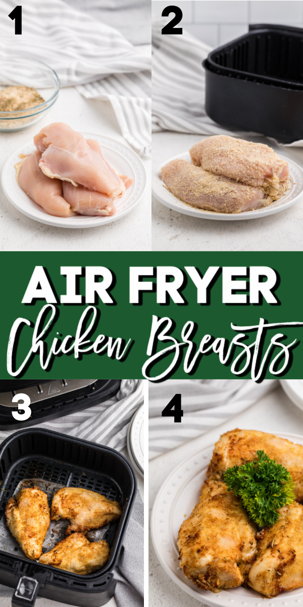 Tender, juicy, and perfectly crisp boneless skinless chicken breasts made in the Air Fryer and cooked to perfection.