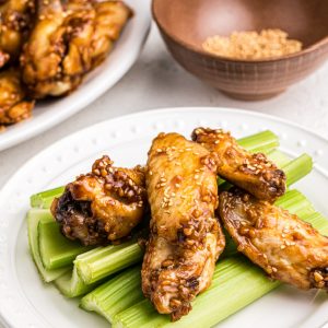 Honey Garlic Chicken Wings with sesame seeds.