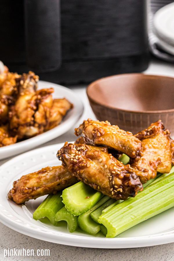 Honey Garlic Chicken Wings made in the Air Fryer. 