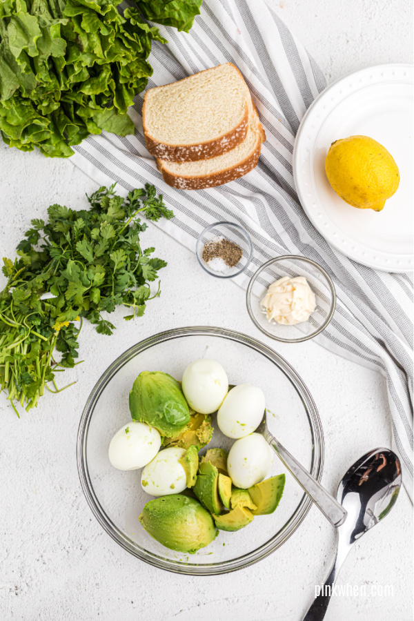 Avocado and eggs in a bowl. 
