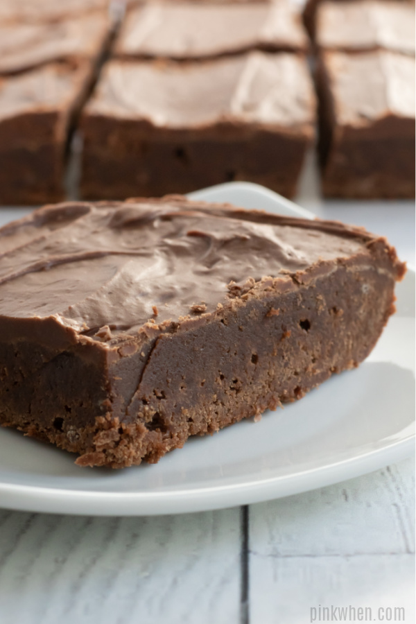 Lunch lady brownies sliced and ready to serve.