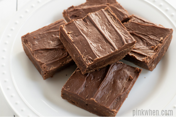 Lunch lady brownies stacked on a plate. 