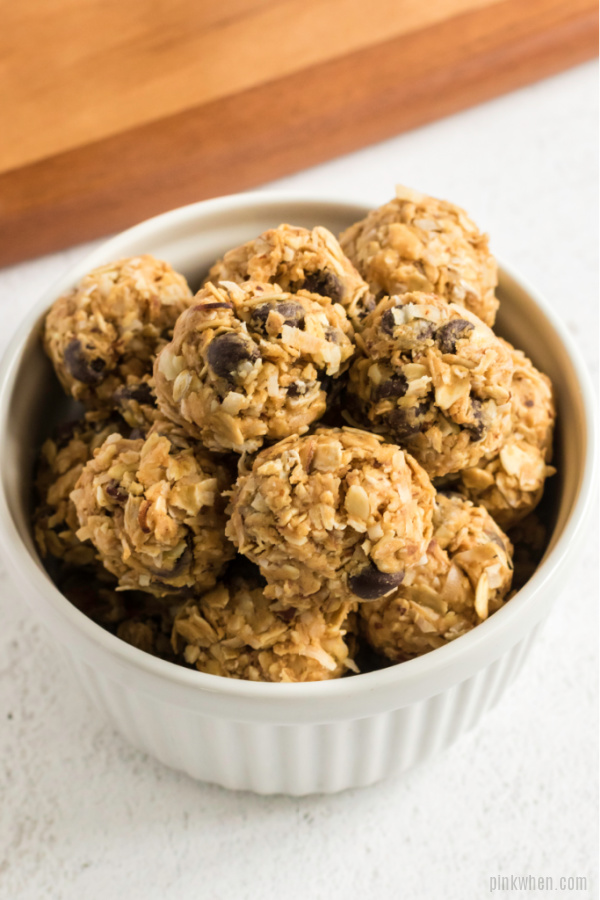Freshly rolled no bake protein balls. 
