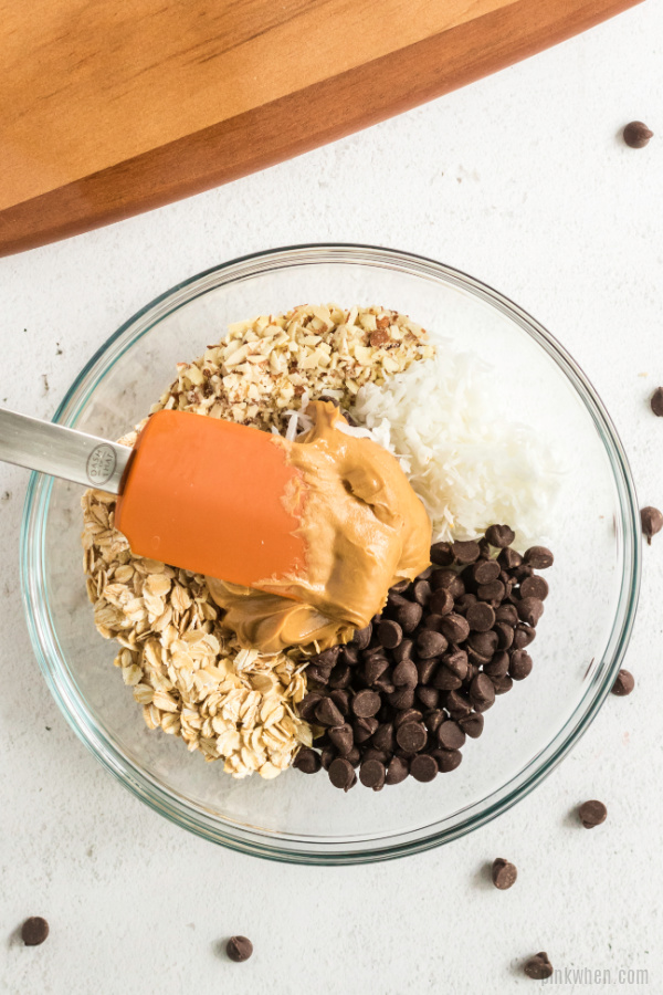 Ingredients added to a bowl. 
