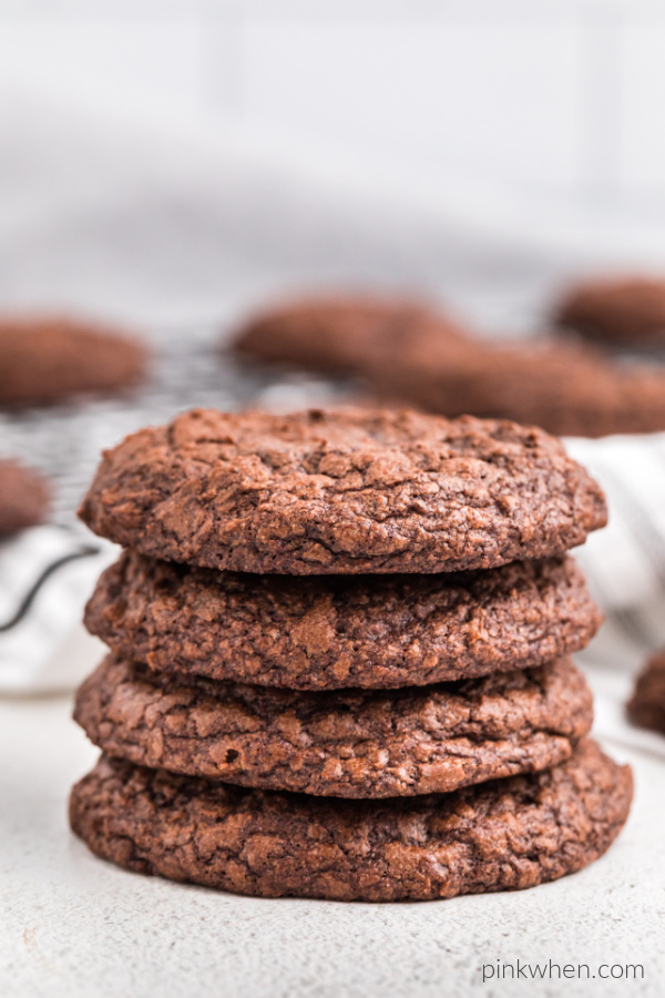 Brownie cookies stacked and ready to eat.