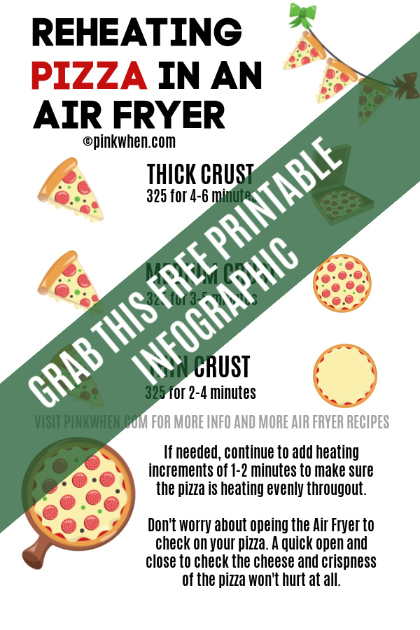 Free downloadable printable infographic for reheating pizza. 