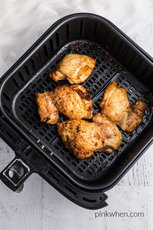 Chicken thighs cooked and in the air fryer. 