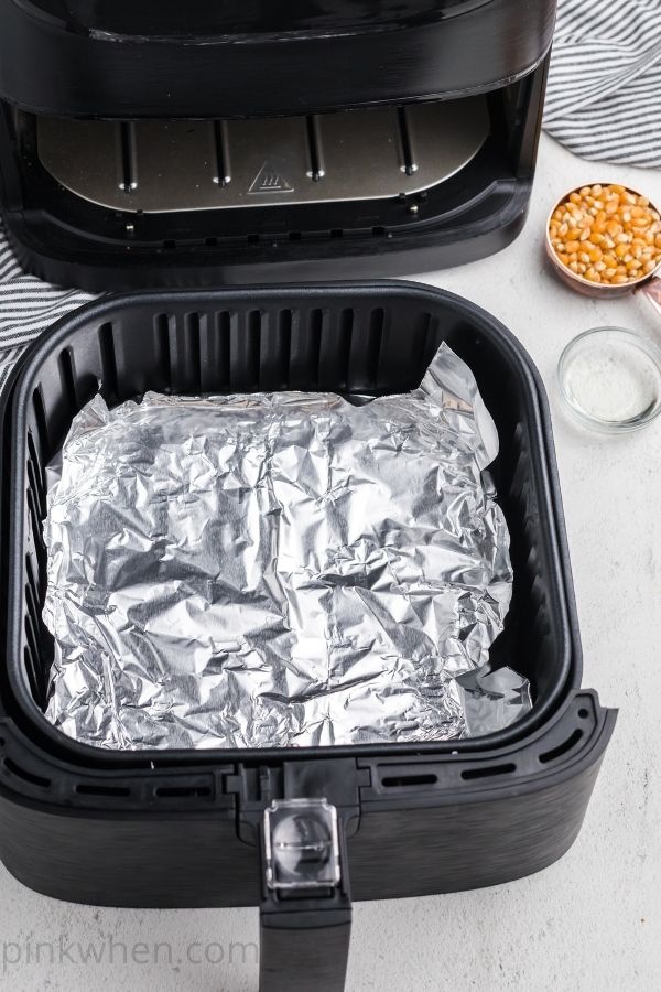 Air Fryer basket lined with foil 