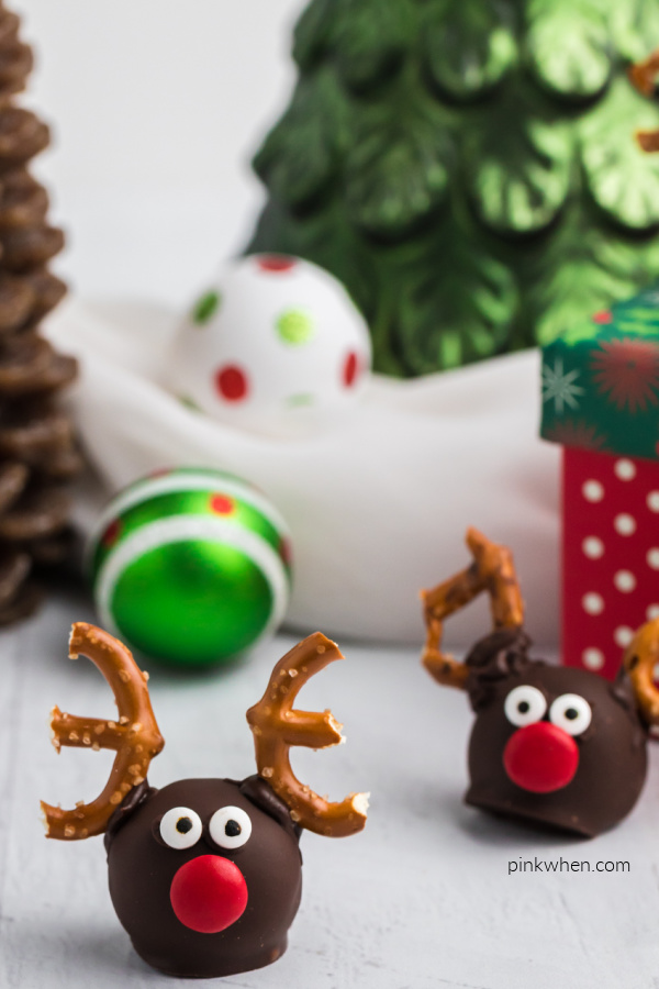 Reindeer OREO Truffles decorated and ready to eat. 