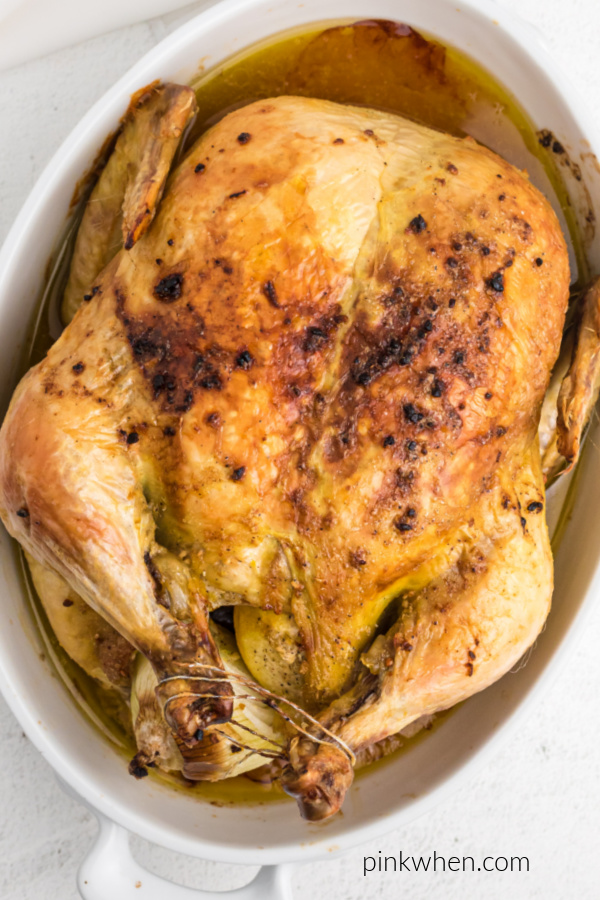 Roasted chicken ready to serve.