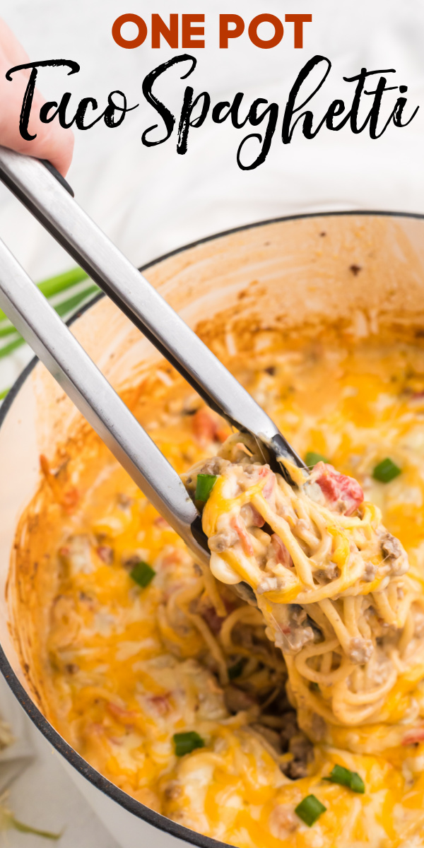 Taco Spaghetti is a 30 minute meal that's hearty and delicious. Made with lean ground beef, taco seasoning, 3 blends of cheeses, and more. It's comfort food that will disappear fast!