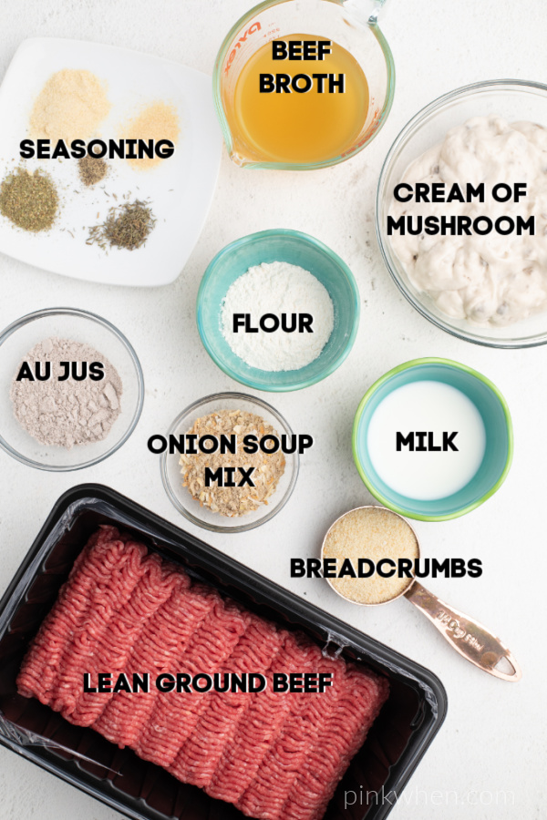 Ingredients needed to make Slow Cooker Salisbury Steak.