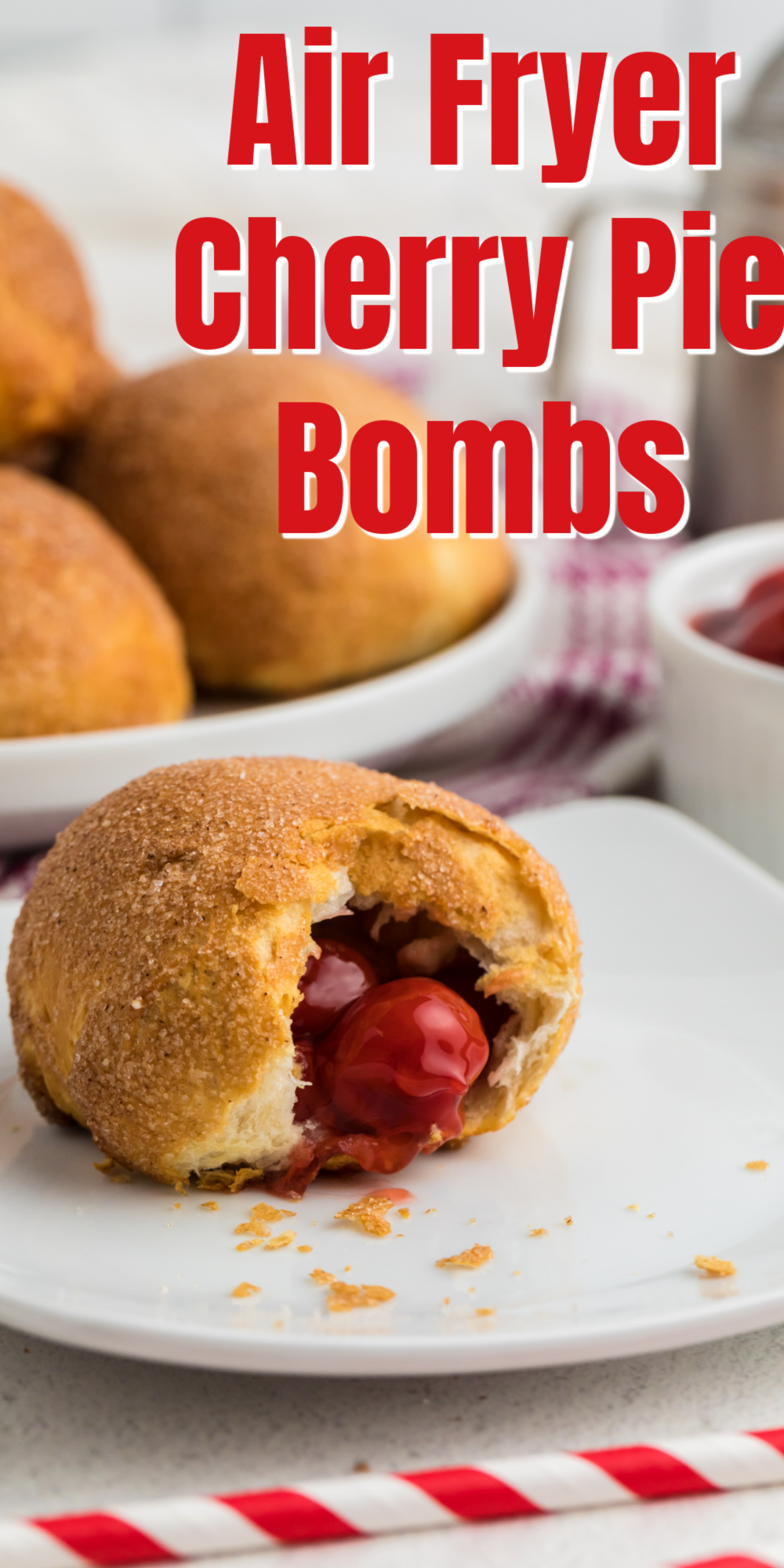 Made with just four easy ingredients, these Air Fryer Cherry Pie Bombs are simple and amazing! A few minutes of prep work is all you need! It's an easy air fryer dessert that the whole family enjoys.