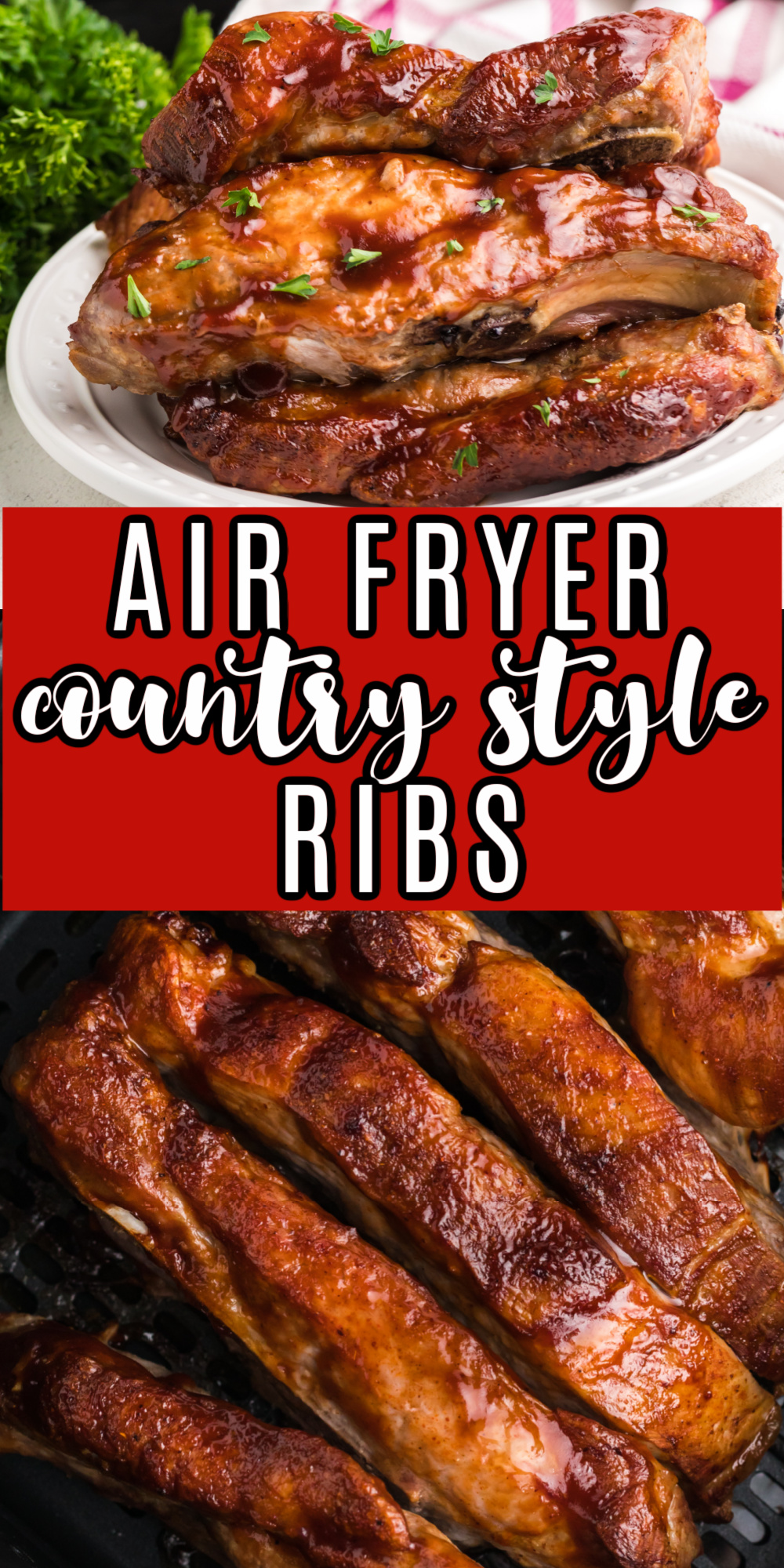 These Air Fryer Country Style Ribs are full of tender, juicy, flavors. You won't believe how fast this dish comes together. Made with thick, country-style ribs, light seasoning, and your favorite bbq sauce.