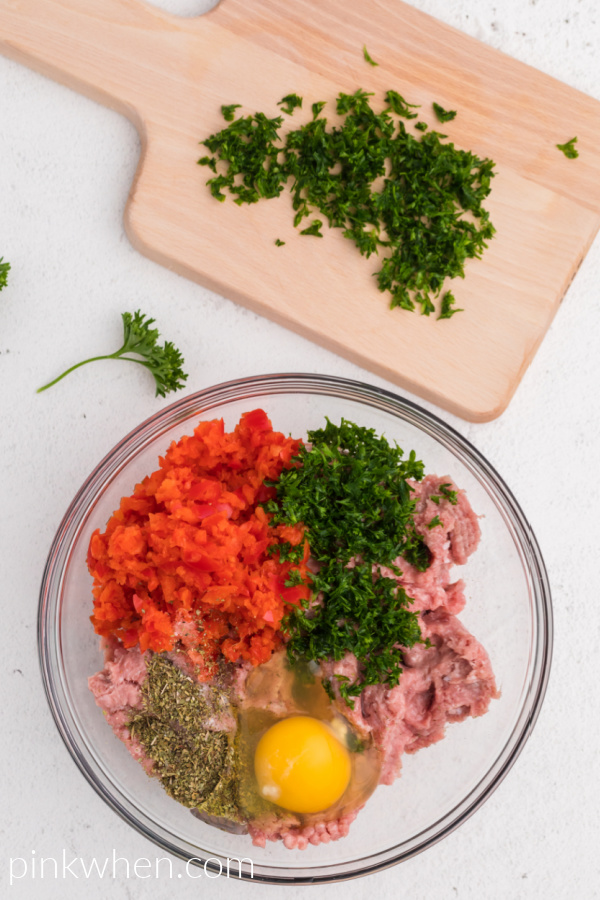 Ingredients needed to make homemade turkey meatballs in the air fryer. 