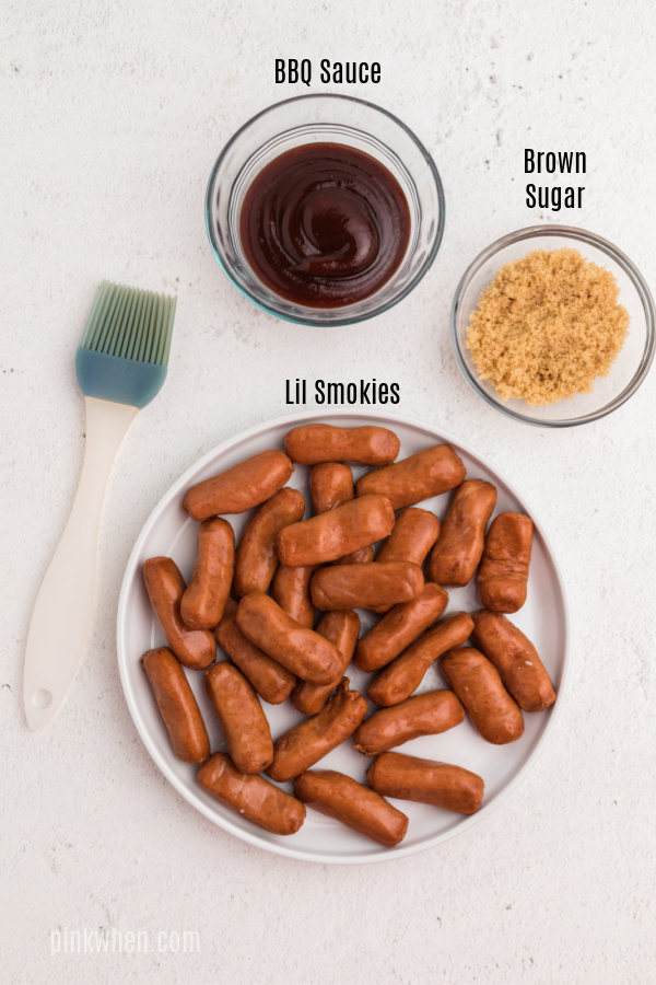 Ingredients needed to make air fryer bbq lil smokies. 