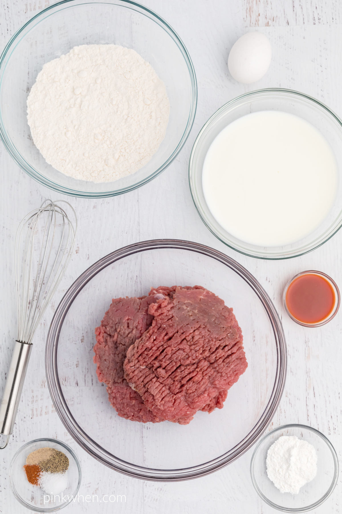 Ingredients needed to make chicken fried steak in the air fryer. 